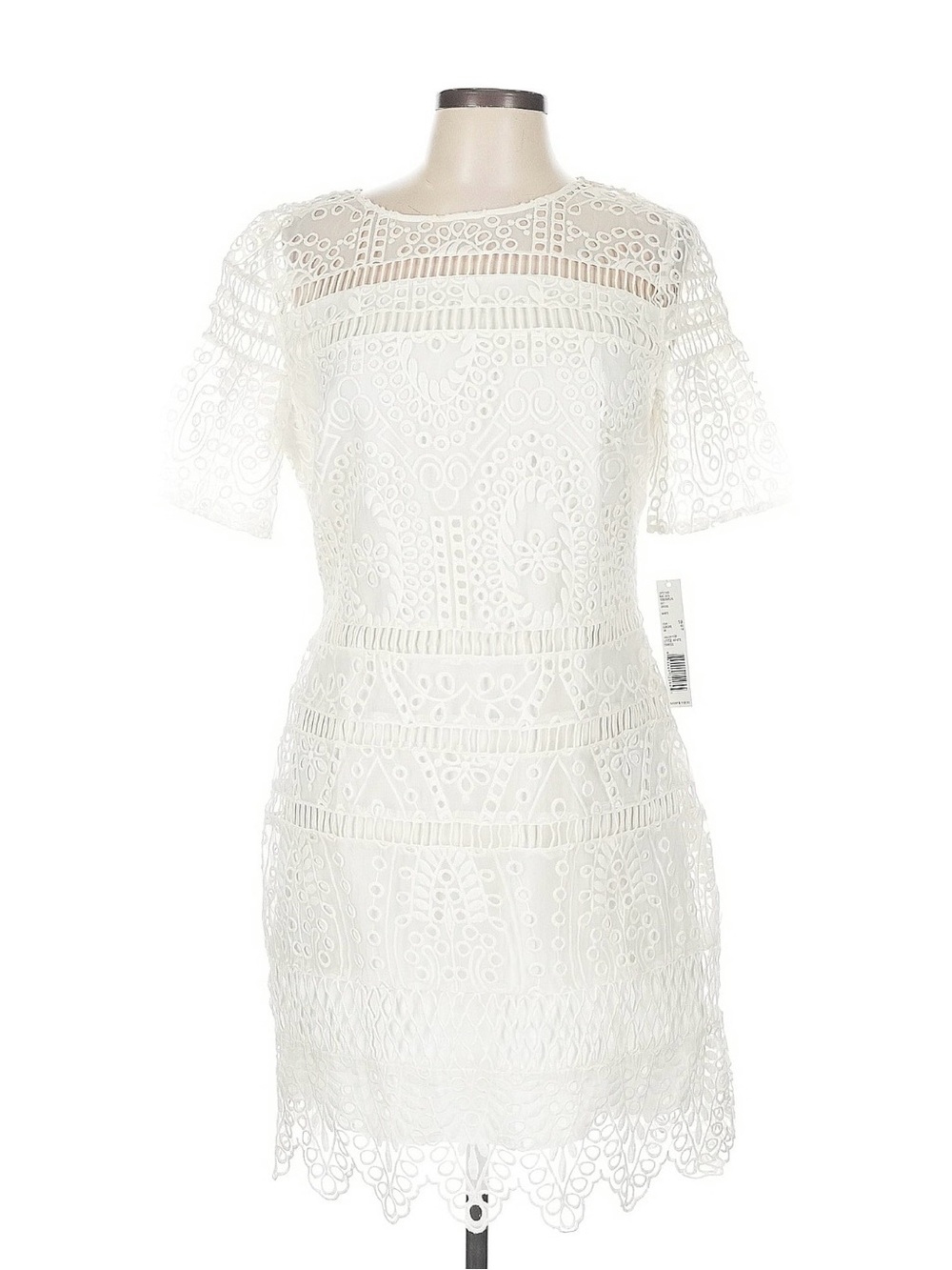 Gianni Bini White Eyelet Crochet Mini Dress